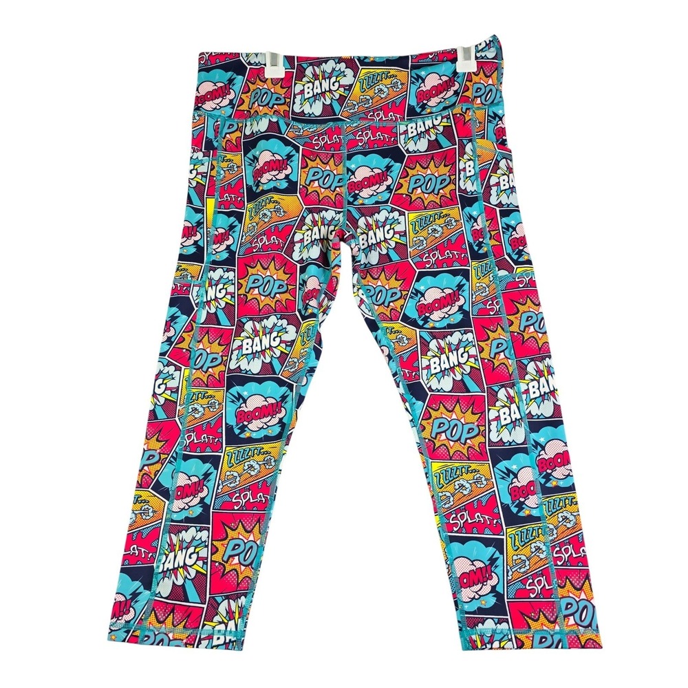Constantly Varied Pop Art Comic Book Capri Leggings Women XXL (Fits XL) ComicCon